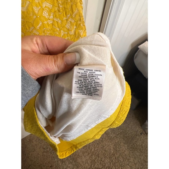 Anthropologie Maeve Vera Lace Mustard Yellow Dress Size Xsmall - Picture 12 of 12